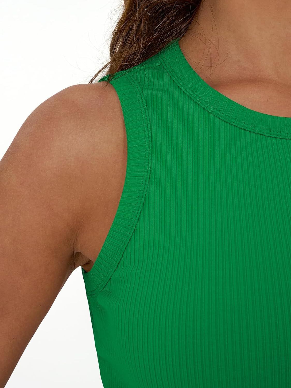 Womens Tank Tops Summer Workout Ribbed Sleeveless High Neck