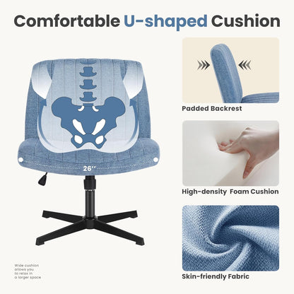 DUMOS Criss Cross Chair Legged Office Wide Comfy Desk Seat