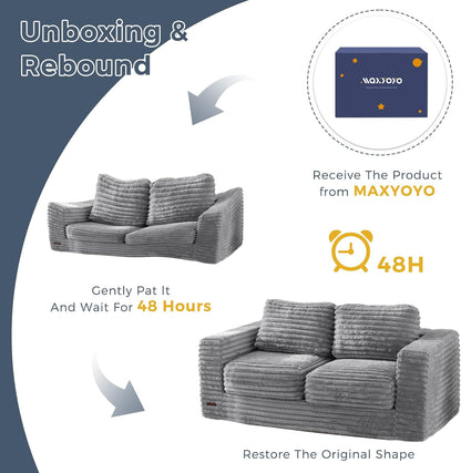 Plush Giant Bean Bag Sofa for Adults Floor Loveseat Chair with Armrests White