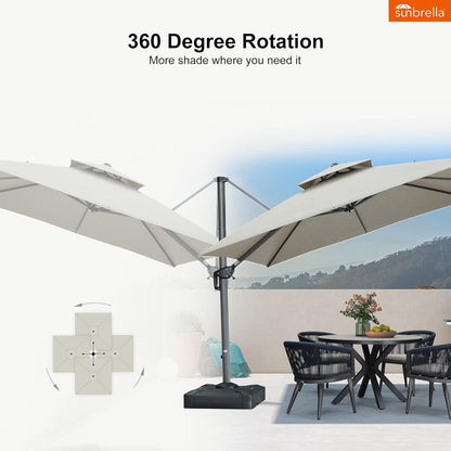 12ft Patio Umbrella with Base Large Outdoor Square Umbrella
