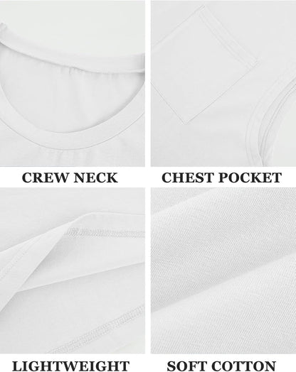Mens Sleeveless Tank Tops Workout Cut Off Shirts Muscle Gym T Shirts with Pocket