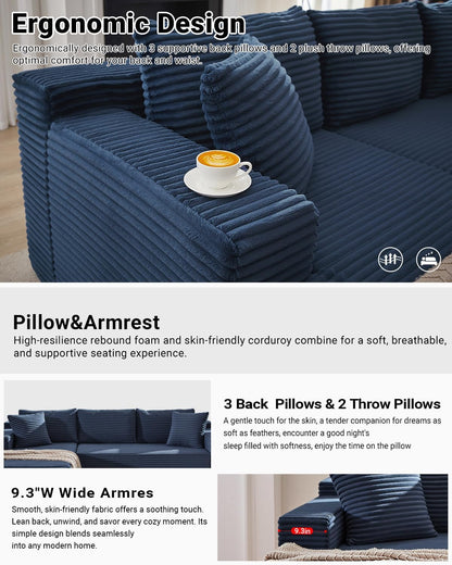 105 Inch Cloud Sectional Couch with Deep Seat
