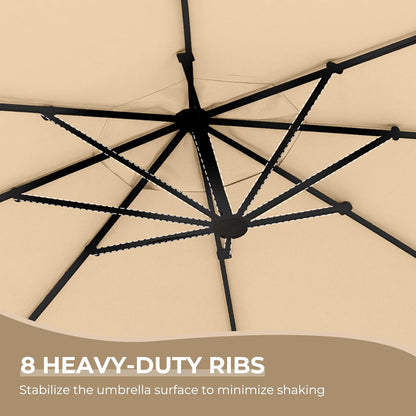 12FT Outdoor Offset Cantilever Umbrella with Base Champagne