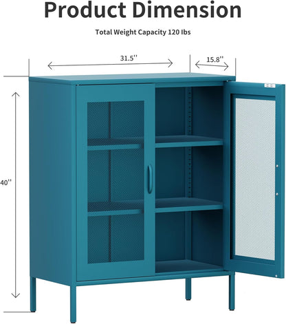 2 Door Storage Sideboard Metal Storage Cabinet with 2 Adjustable Shelf
