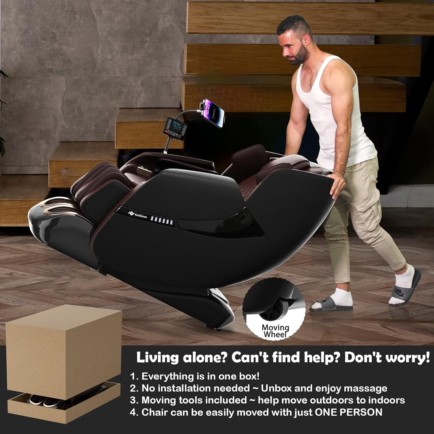 Massage Chair Zero Gravity SL-Track Shiatsu Massage Recliner Chair with Heat AI Control