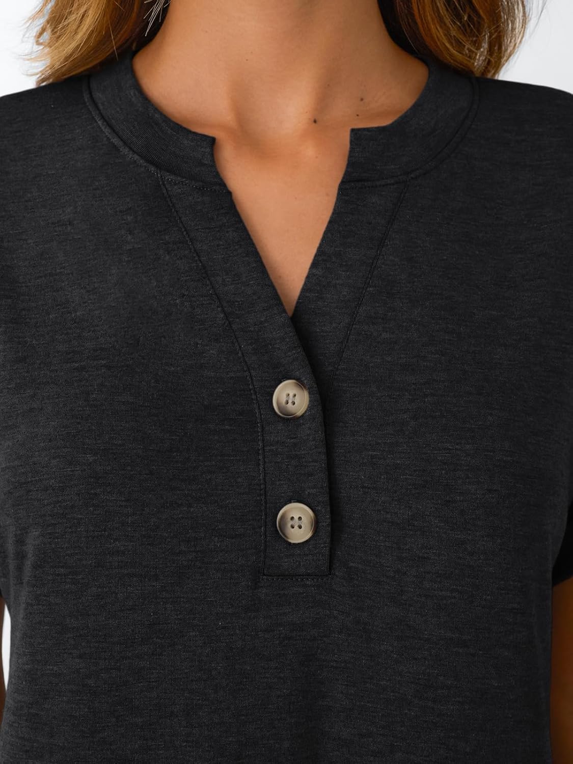 Women's Short Sleeve Shirts Henley Dressy Casual Summer Tops
