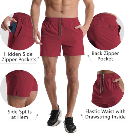 2 Pack Mens Athletic Shorts 5 Inch Quick Dry Gym Workout Shorts Men Lightweight Sports Running Shorts with Pockets