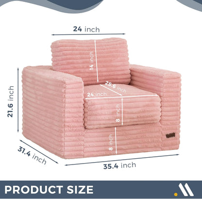 Plush Giant Bean Bag Sofa for Adults Floor Loveseat Chair with Armrests White
