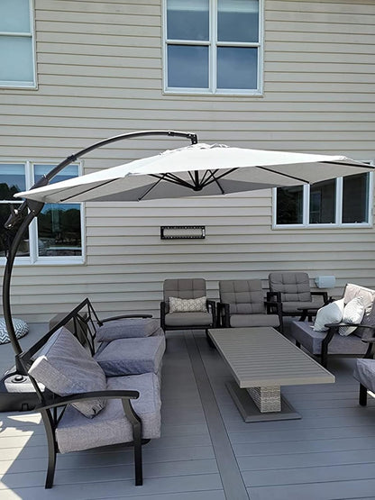 12FT Outdoor Offset Cantilever Umbrella with Base Champagne
