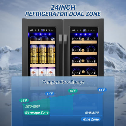 24 Inch Beverage Refrigerator Outdoor Under Counter Beverage Cooler for Patio