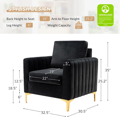HULALA HOME Velvet Accent Club Chairs Set of 2