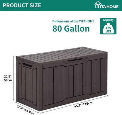 YITAHOME 120 Gallon Large Deck Box Upgraded Resin Outdoor Storage Boxes