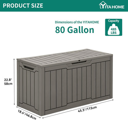 YITAHOME 120 Gallon Large Deck Box Upgraded Resin Outdoor Storage Boxes