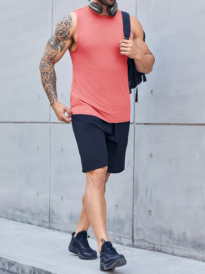 Men's Sleeveless Tank Tops Crewneck Solid Loose Fit Shirt