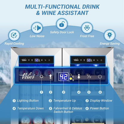 24 Inch Beverage Refrigerator Outdoor Under Counter Beverage Cooler for Patio