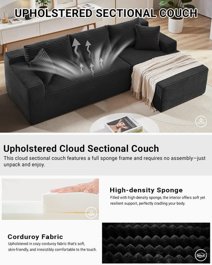 105 Inch Cloud Sectional Couch with Deep Seat
