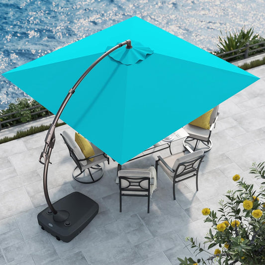 12FT Outdoor Offset Cantilever Umbrella with Base Champagne