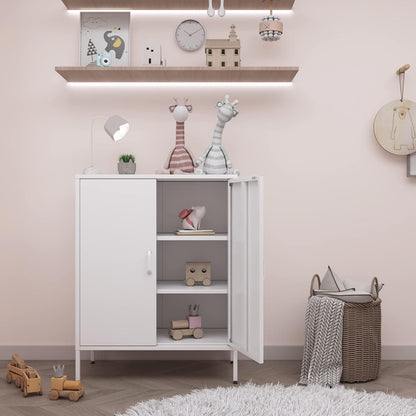 2 Door Storage Sideboard Metal Storage Cabinet with 2 Adjustable Shelf