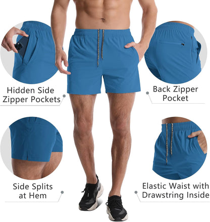 2 Pack Mens Athletic Shorts 5 Inch Quick Dry Gym Workout Shorts Men Lightweight Sports Running Shorts with Pockets