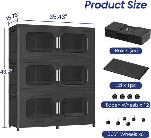 200GAL Extra Large Storage Bins with Lids and Wheels 4 Pack