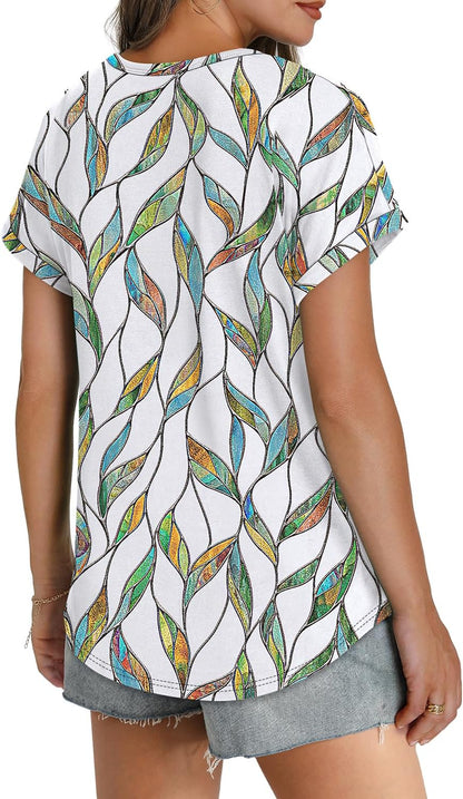 Womens T Shirts Crew Neck Rolled Short Sleeve Basic Summer Tees Curved Hem
