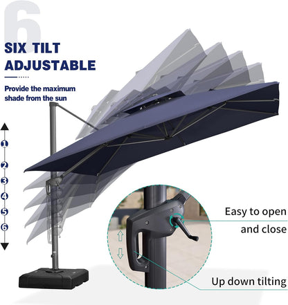 12ft Patio Umbrella with Base Large Outdoor Square Umbrella