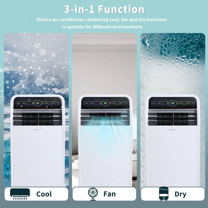 10,000 BTU Portable AC Wi-Fi Dehumidifier Fan Timer for 300 Sq.Ft with Window Kit