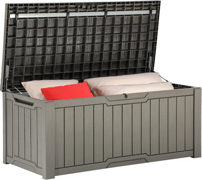 YITAHOME 120 Gallon Large Deck Box Upgraded Resin Outdoor Storage Boxes