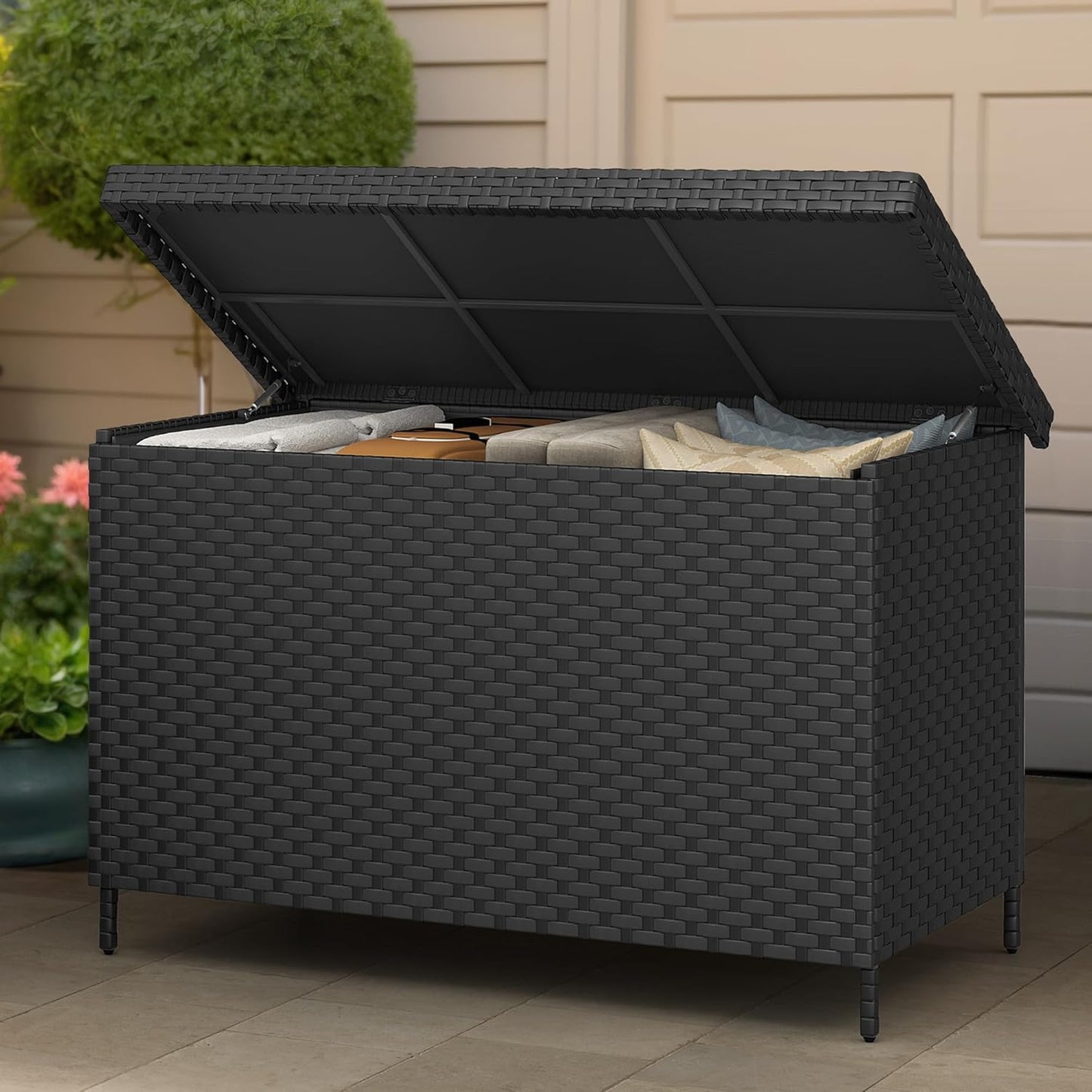 230 Gallon Deck Box XXL Wicker Outdoor Storage Box