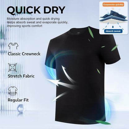 Men's Undershirt Moisture-Wicking T-Shirts Stretch Crewneck Soft Tees for Men,3 Pack