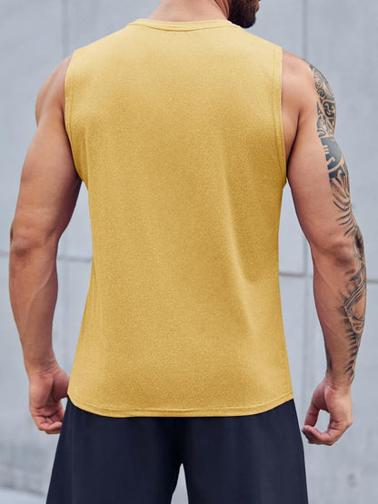 Men's Sleeveless Tank Tops Crewneck Solid Loose Fit Shirt