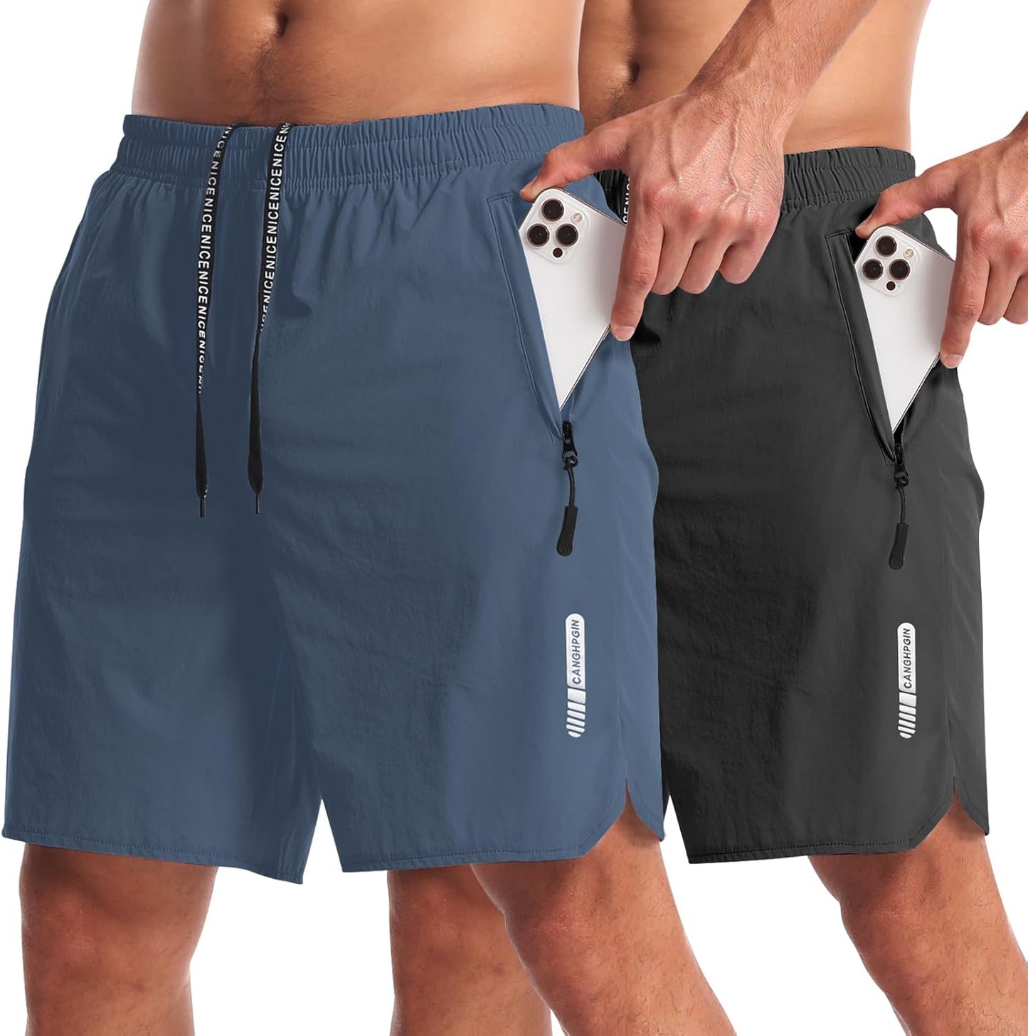 2 Pack Mens Workout Athletic Shorts 7 inch Inseam Quick Dry Hiking Shorts Men Lightweight Sports Gym Shorts Running
