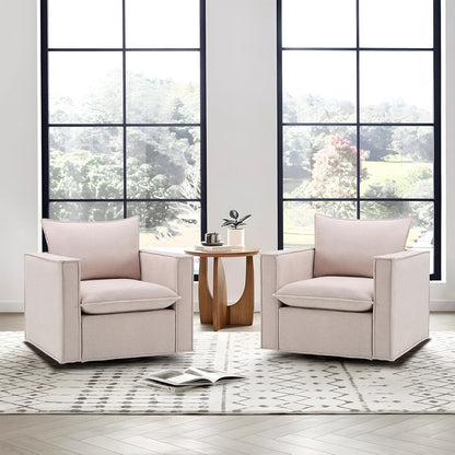 COLAMY Swivel Accent Chair Set 34 Inches Wide Upholstered Arm Chair