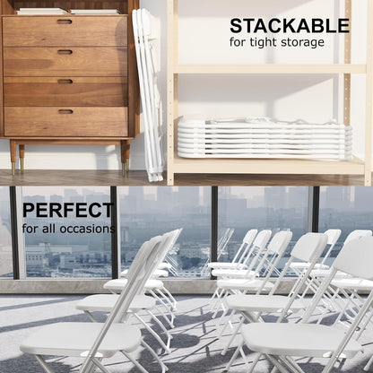 10 Pack White Folding Chairs Portable Party Chairs