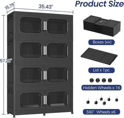 200GAL Extra Large Storage Bins with Lids and Wheels 4 Pack