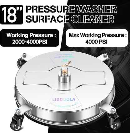 14" Pressure Washer Surface Cleaner with 4 Wheels