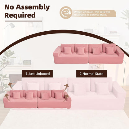 107" Boneless Couch with Deep Seat Cloud Sectional Couch for Living Room