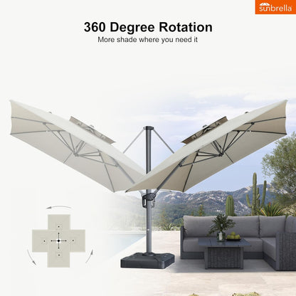 12ft Patio Umbrella with Base Large Outdoor Square Umbrella