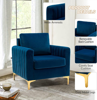 HULALA HOME Velvet Accent Club Chairs Set of 2