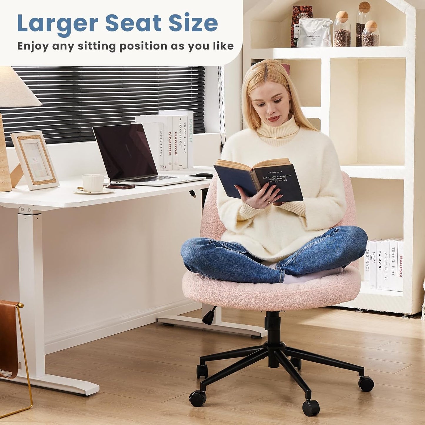 DUMOS Criss Cross Chair Legged Office Wide Comfy Desk Seat