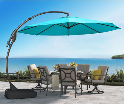 12FT Outdoor Offset Cantilever Umbrella with Base Champagne