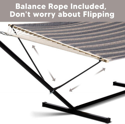 2 Person Hammock with Stand Heavy Duty Portable Dark Grey