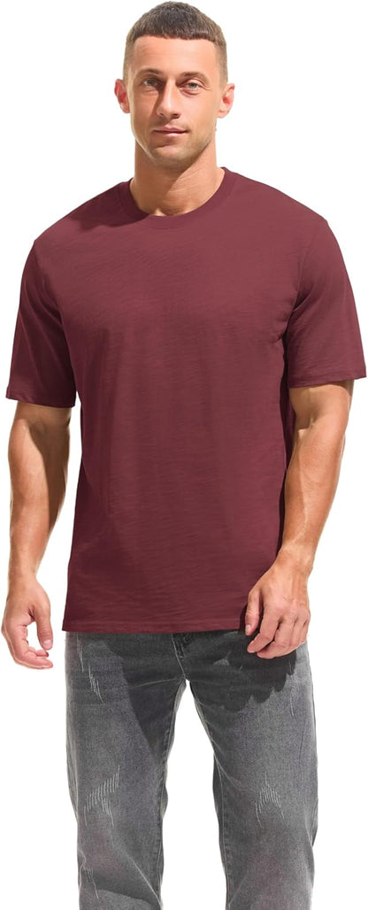 Cotton Loose Fit Thick T-Shirt Heavy Weight Crewneck Tees for Men