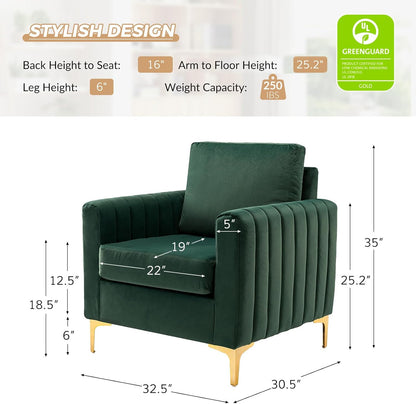 HULALA HOME Velvet Accent Club Chairs Set of 2