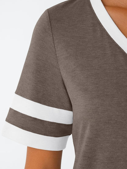 Women's Short Sleeve V Neck T Shirts Trendy Casual Spring Tops