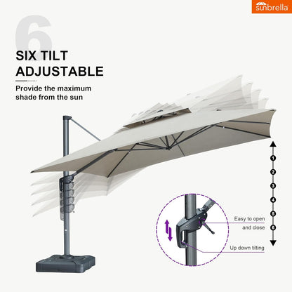 12ft Patio Umbrella with Base Large Outdoor Square Umbrella