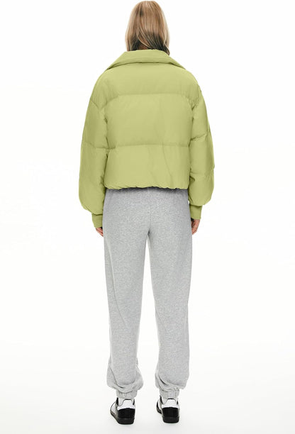 Womens Winter Oversized Cropped Puffer Jacket Zip Up Short Down Coat