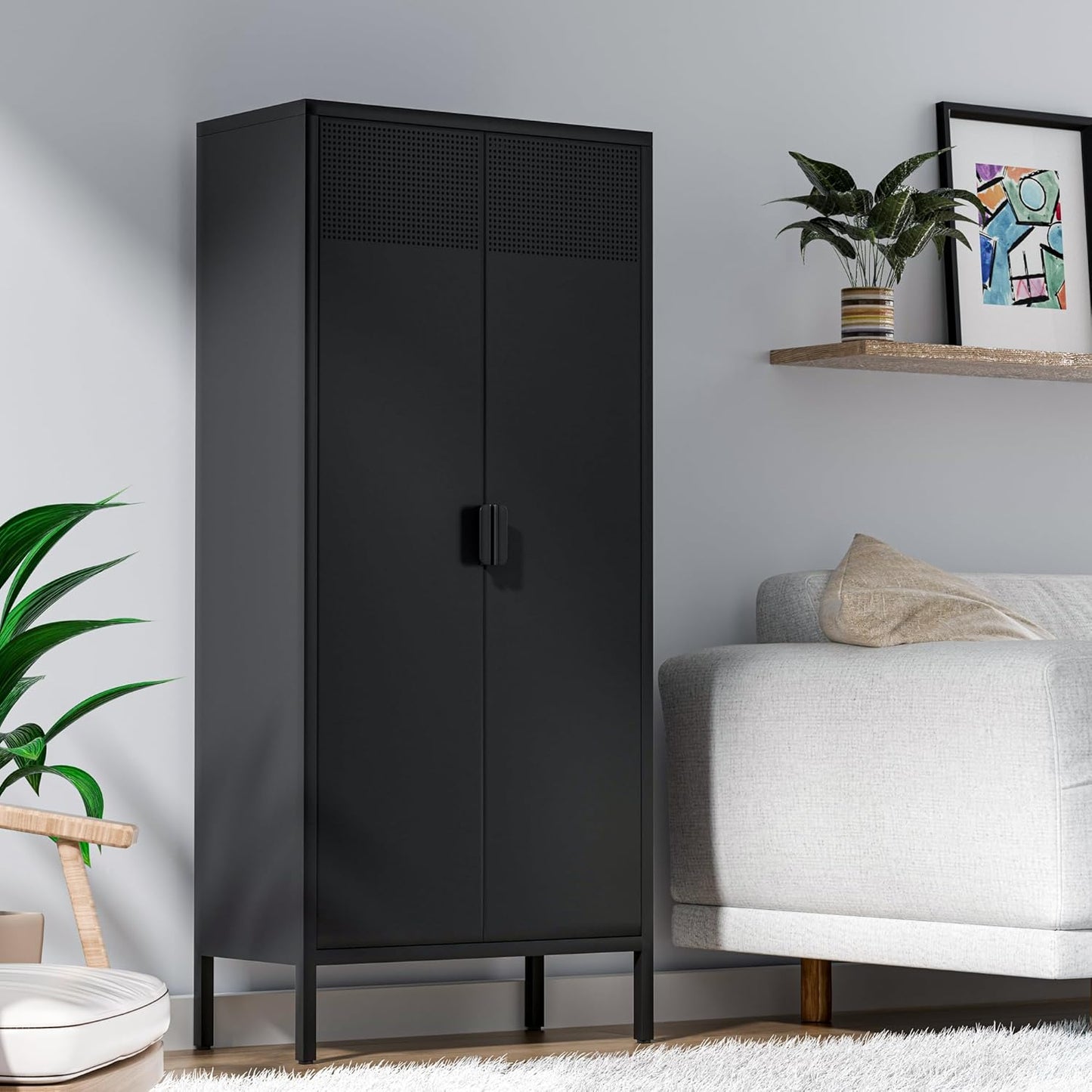 2 Door Storage Sideboard Metal Storage Cabinet with 2 Adjustable Shelf