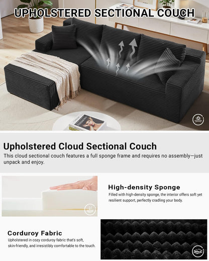 105 Inch Cloud Sectional Couch with Deep Seat