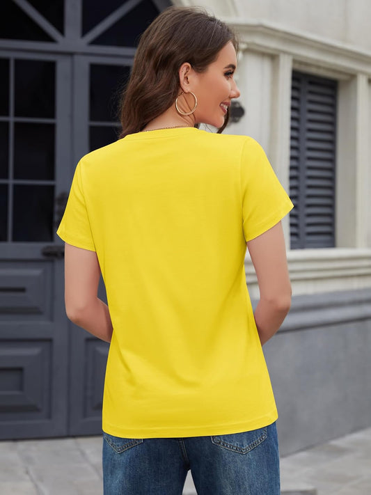 Women's Cotton T-Shirts Short-Sleeve Shirts Crew-Neck Tops